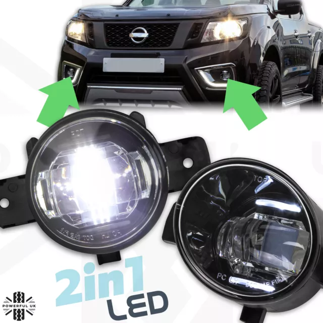 LED Front Bumper Fog & DRL Lights for Nissan Navara NP300 D23 (Pair)