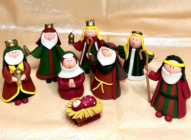 VINTAGE WOOLWORTHS CHRISTMAS Nativity 8 Set Mary Joseph Baby Jesus ...