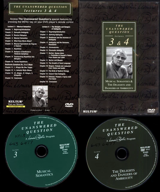 DVD SET BERNSTEIN Unanswered Question 3 & 4 Musical
