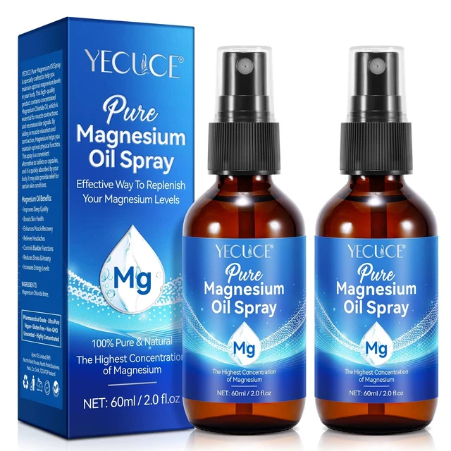 PURE MAGNESIUM OIL Spray 60ml for Muscle Cramps, Pain Relief, Sleep