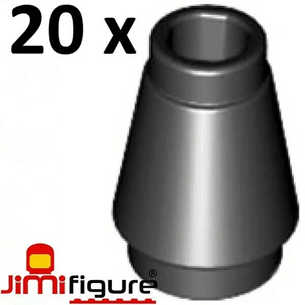 NEW 20 x LEGO Cone Round 1x1 with Top Groove Black 4589b Genuine Bulk Nose Small