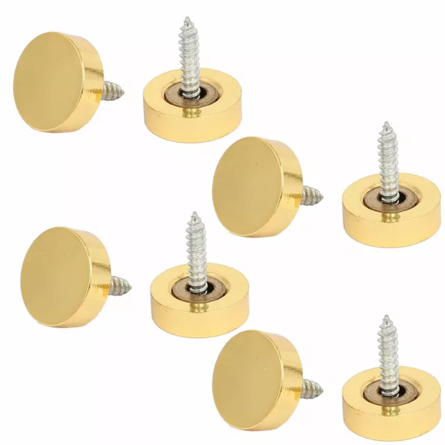 18mm Dia Solid Brass Round Flat Head Mirror Screw Cap Nails Gold Tone 8pcs