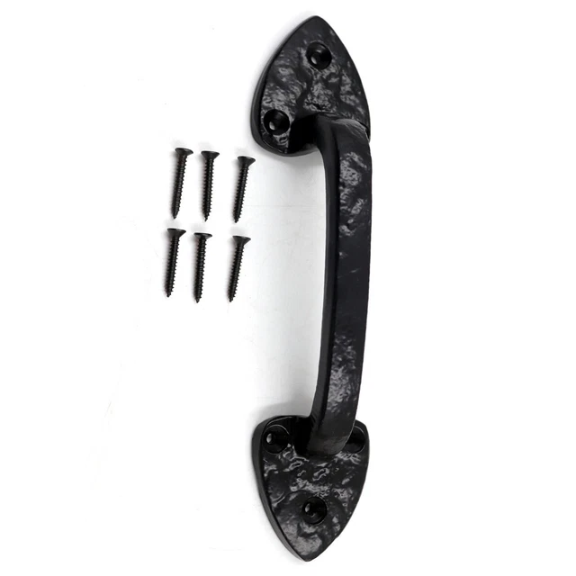 8" Barn Door Pull Handle Wrought Iron Door Handle Black by The Metal Magician
