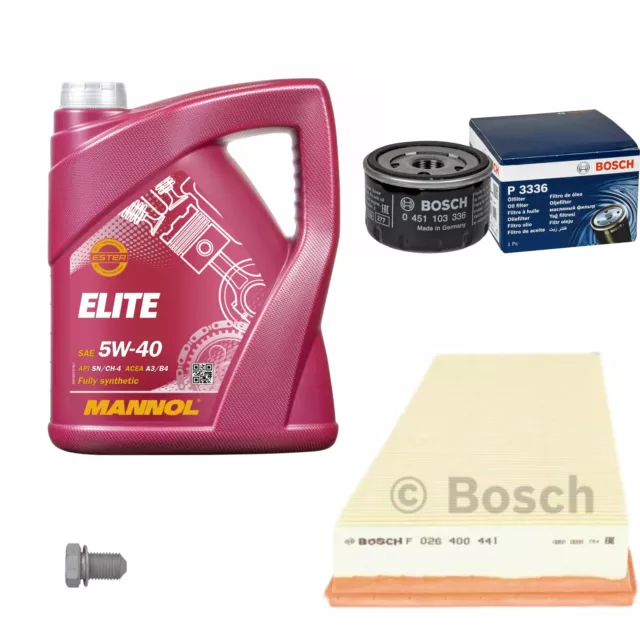 BOSCH Inspektionspaket 5L MANNOL Elite 5W-40 für Renault Grand Scénic II JM0/1