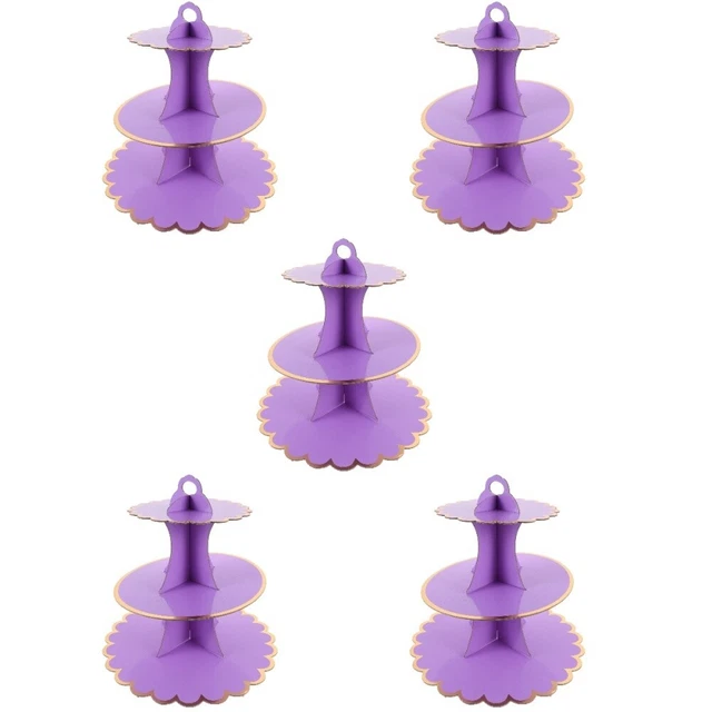 5 Set Bicchieri di Cartone Portatorte Carta Supporto Dessert In Cartone Viola