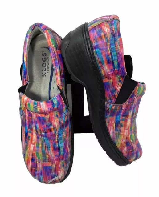 Klogs Footwear Women Size 9.5 Naples Slip On Clogs-Multicolor Matrix Design-EUC