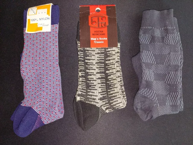 Vintage mens patterned nylon socks