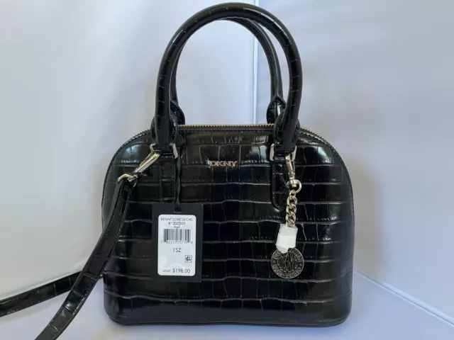 DKNY Womens Bryant Dome Satchel Black One Size MSRP $198