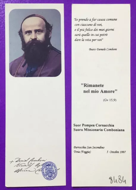 Santino Holy Card, Beato Daniele Comboni, Segnalibro -Rif. 8484