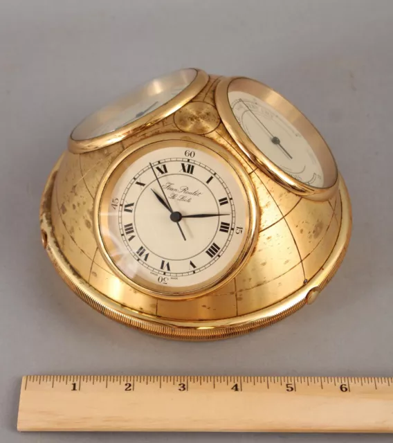 Antique Gilt Bronze Jean Roulet Weather Station Clock Barometer Thermometer NR Antique Gilt Bronze Jean Roulet Weather Station Clock Barometer Thermometer NR