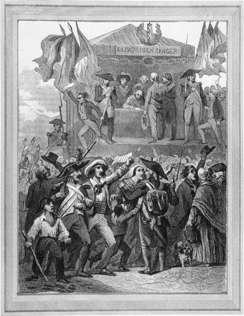 REVOLUTION FRANCAISE - RECRUTEMENT des VOLONTAIRES - Gravure du 19e siècle