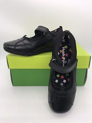 Hush Puppies Girls Cindy Black Leather School Shoes