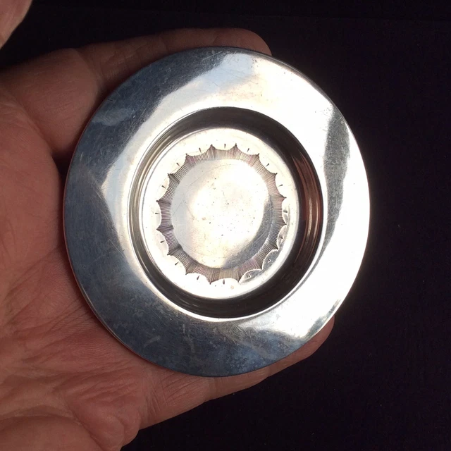 Patena comunione itinerante argento sterling massello vittoriano 3 & 1/2" con marchio distintivo
