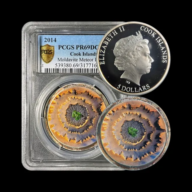 COOK ISLANDS. 2014, 5 Dollars, Silver - PCGS PR69 - Moldavite Meteor RARE