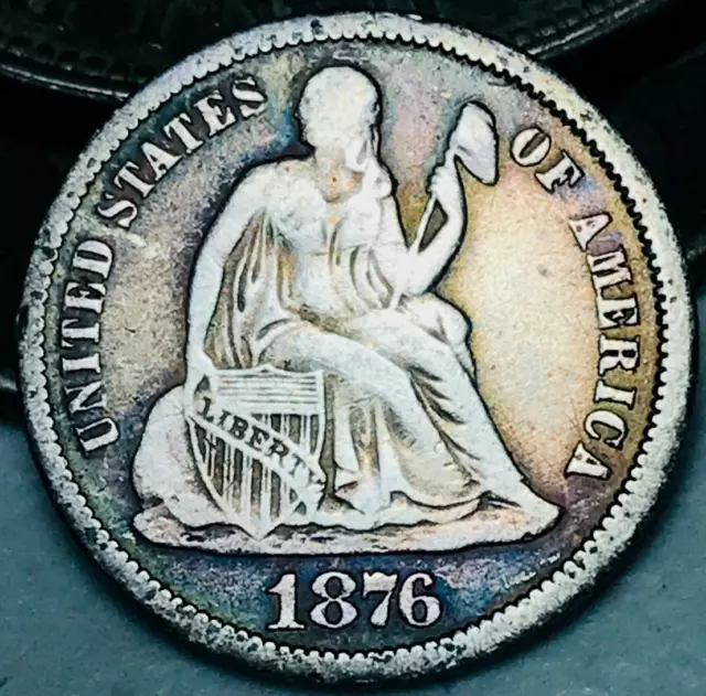 1876 Seated Liberty Dime 10c Ungraded Centennial Date US Silver Coin CC21109