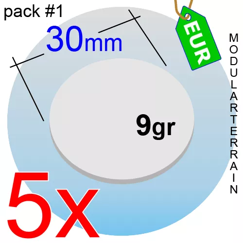 5x BASE CIRCULAR METACRILATO 30mm ROUND CLEAR ACRYLIC SOCLE REDONDA WAR HAMMER