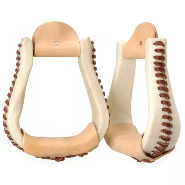 77JT Tough 1 Royal King Hand Laced Bell Bottom Horse Leather Stirrups Pair