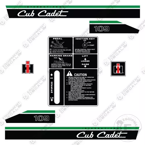 Cub Cadet 109 Decal Kit Riding Mower Tractor - 7 YEAR OUTDOOR 3M VINYL!