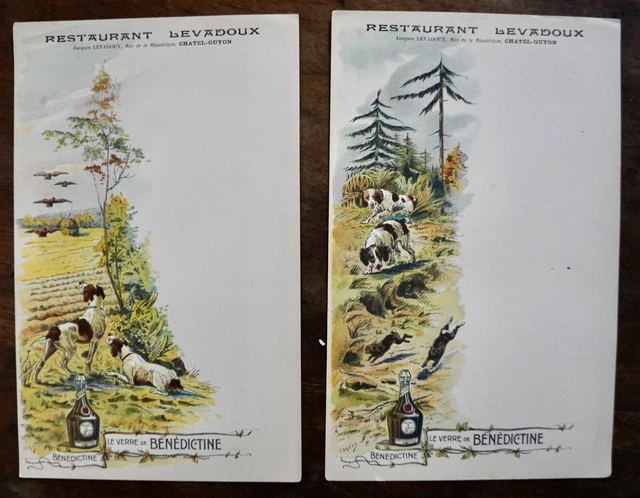 2 Menus Restaurant Levadoux Chatel Guyon Illust. Samsom Benedictine Chasse
