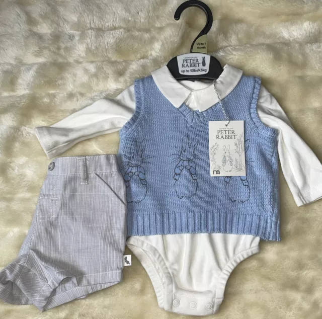 Peter Rabbit Baby Boy Outfit Set New Up To 10lbs (up To 1 Month) 3 Piece Set