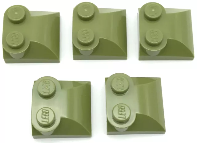 Lego 5 New Olive Green Bricks Modified 2 x 2 x 2/3 Two Studs Curved Slope