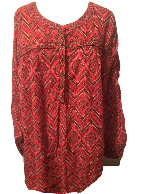 Catherines orange black women Diamond Chevron  plus blouse Top sz 2x