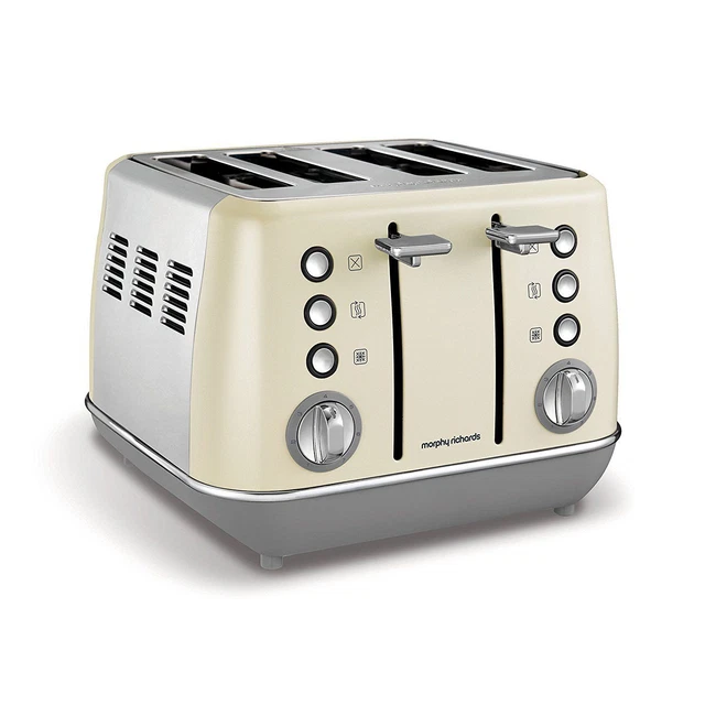 MORPHY RICHARDS EVOKE Cream Slice Toaster Wide Slot S/Steel - Main Image