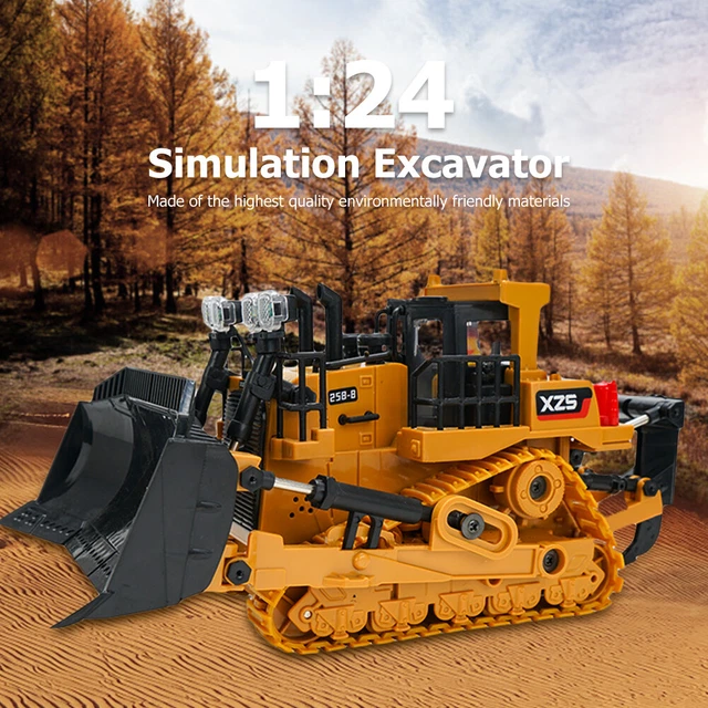 9CH RC Excavator Bulldozer Toys 1/24 Remote Control Electric Crawler Car Vehicle 3