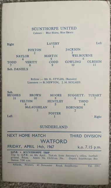Scunthorpe United v Sunderland FA Youth Cup Semi Final 6th April 1967 3