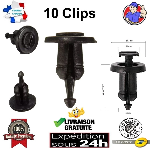 Lot De 2 Clips De Fixation Pour Plage Arrière Renault Twingo 3 - Pièce De Rechange Précise - Installation Facile Sans Outils - Couleur D'origine