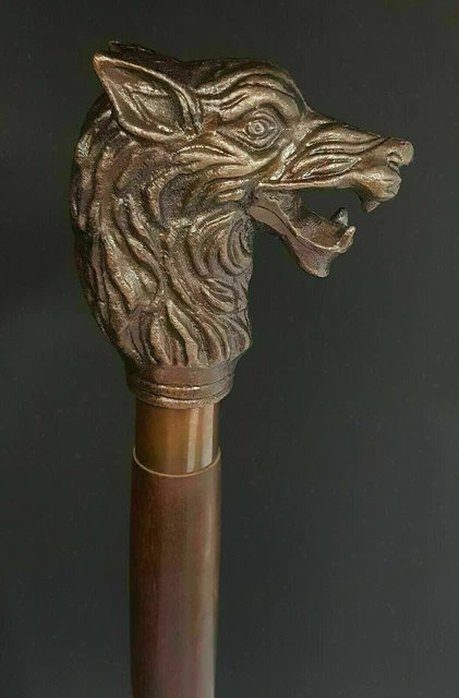 Acheter Canne de marche de luxe tête de loup pour hommes et femmes, canne décorative à la mode, canne de marche Vintage, 2023