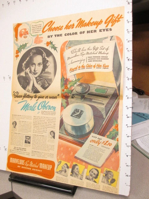 newspaper ad 1937 MERLE OBERON Richard Hudnut cosmetics perfume full page