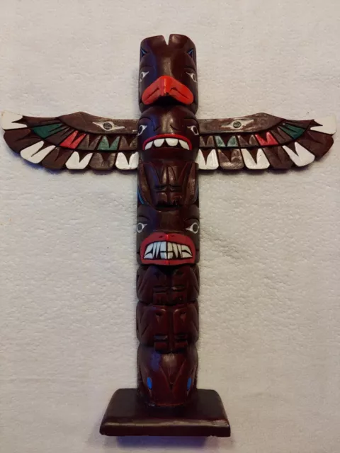 Vintage Decorative Souvenir Native Indian Totem Pole Wood Carving