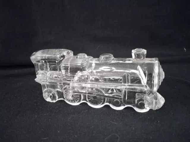 Vintage Clear Glass Train Engine #1028 Locomotive Candy Container Clear