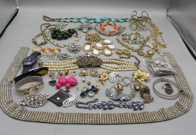 Lot De Bijoux Anciens & Fantaisie - 516gr (argenté, Argent, Acier) - Vintage - A123