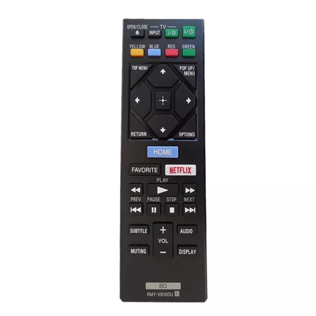 Télécommande RMTVB100U conçue intuitivement pour lecteur DVD Bluray noir