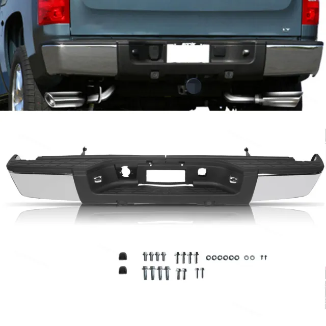 Complete-Chrome Rear Step Bumper For 2007-2013 Chevy Silverado/GMC Sierra 1500