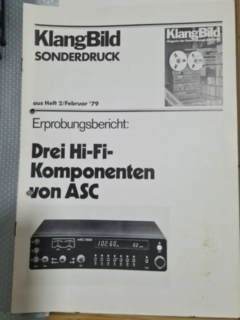 KlangBild Sonderdruck aus Heft 2/Februar '79: Drei Hi-Fi-Komponenten von ASC