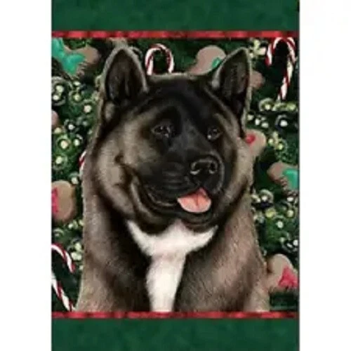 Christmas Holiday Garden Flag - Silver Akita