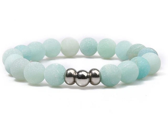 8mm Frosted Amazonite Bracelets Buddhism Sutra Meditation yoga Stretchy Gemstone