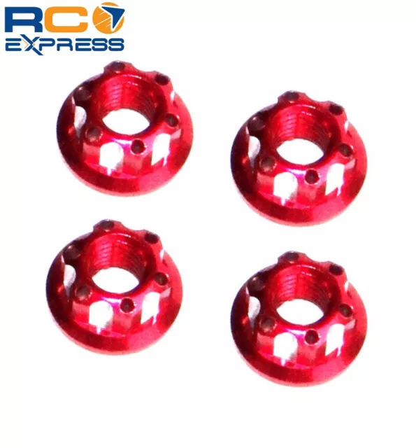 X Spede Red Aluminum M5 Serrated Flange Wheel Nuts LN5X02