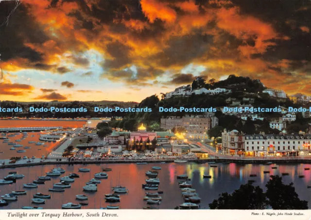 D071334 Twilight over Torquay Harbour. South Devon. E. Nagele. Hinde. 1982