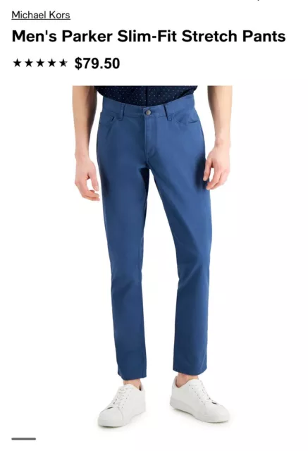 MICHAEL KORS Mens Parker Slim-Fit Stretch Pants uniform Blue Size 36x32!!!!!!!!!