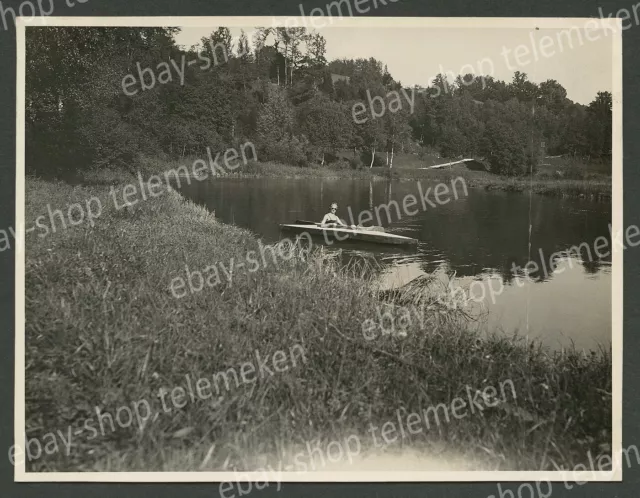 Foto Frau Faltboot Wasserwandern Loisach Isar Wolfratshausen Flußlandschaft 1930