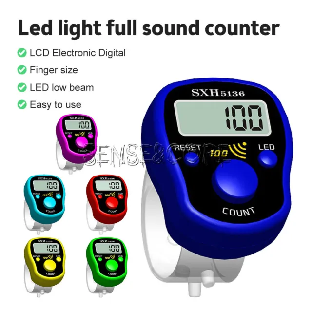 Mini Rechargeable Digital LCD Electronic Finger Ring Hand Tally Counter 9 Digit
