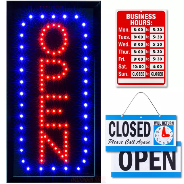 Vertical LED Neon Open Sign by Ultima LED: Bundle for Business, Includes 3 Signs