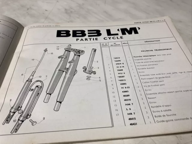 Peugeot cyclomoteur BB3 LM catalogue pièces détachées 1965 parts list 3