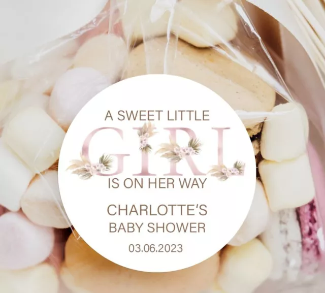 24 x Baby Shower Personalised Stickers, 45mm