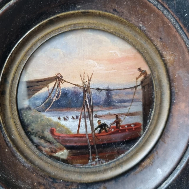 Plateau 2 Services Vintage – Monture Cuivre Nickelé, Peinture Fixée Sous Verre – Signé JAX (1960)