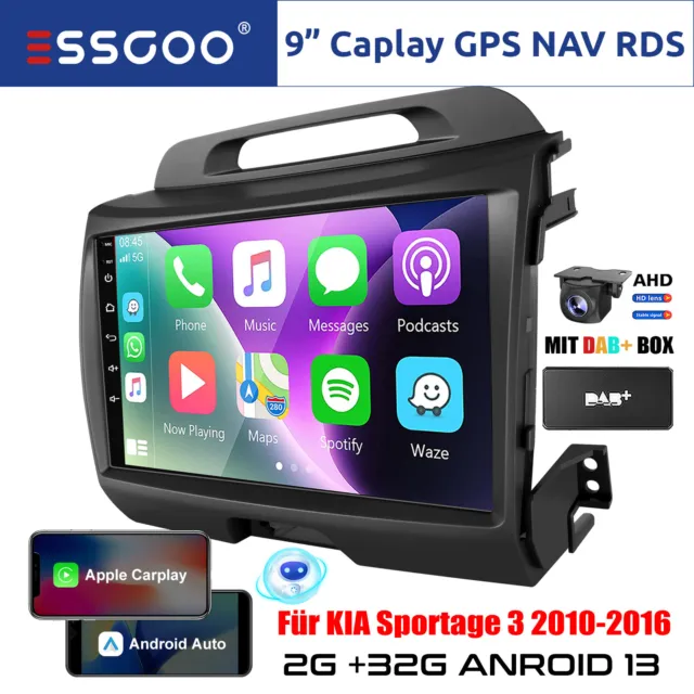 9" DAB+ Carplay Stereo Android 13 2+32G Radio GPS Cam For KIA Sportage 3 10-2016